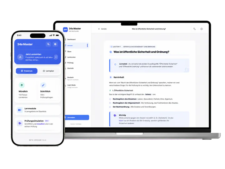 34a Master App auf Smartphone und Laptop